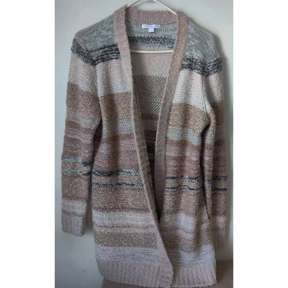 Westport Women's Open Front Long Cardigan Sweater Brown/Gray Size Large‎